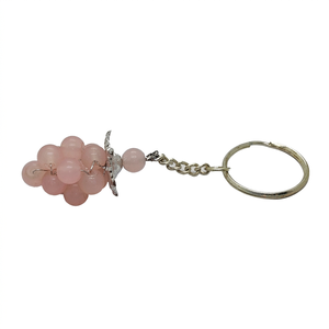 High Quality Crystal Keychain Stone rose quartz grapes <b>key</b> Chine natural Stone bead Healing <b>Key</b> Holder Gift for Women <b>Key</b> Chains - Product Image 1