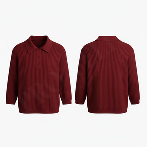 Polo en polyester de qualité supérieure, doux et côtelé, avec col boutonné, confortable et élégant, à manches longues, pour homme, décontracté - Product Image 5