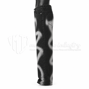 Jean en denim taille haute à jambe large pour homme, en coton, tie-dye, coupe ample, streetwear, délavé, mode automne - Product Image 5