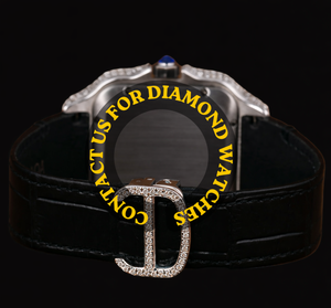 Montre de luxe tendance à cadran carré en moissanite, bracelet en cuir noir et affichage de la date, semi-sertie de diamants – Meilleure vente - Product Image 5