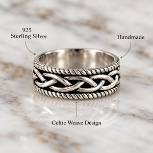 Anillo de Plata de Ley con Nudo Celta Hecho a Mano para Mujer, Anillo de Pulgar con Nudo Infinito - Product Image 3