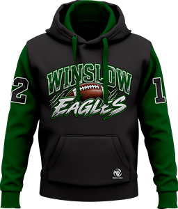 Winslow Eagles Football Hoodie Herren Schwarz Grün Bedruckte Ärmel Tasche Lässige Herbstkleidung Regular Fit Gestrickter Pullover - Product Image 1
