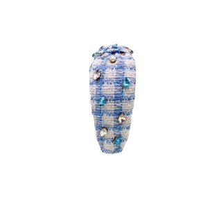 New Arrival Luxury Camellia Tweed Handcrafted Rhinestone Knot Headband Women Hair Accessories One Size Fits All - Product Image 1