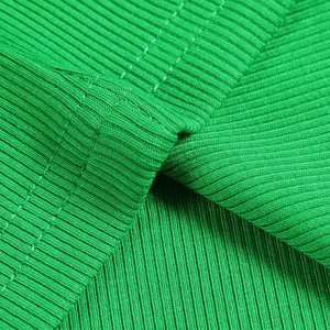 Women Green Ribbed Breathable Scoop Neck <b>Crop</b> Tank <b>Top</b> Casual Knitted Sleeveless Solid Color Short Length 92% Polyester - Product Image 5