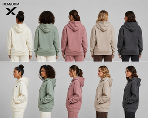 Sweat-shirts à capuche personnalisés écologiques pour femmes X Sports City, couleur unie, coton / polaire respirant, vêtements décontractés, polaire recyclé - Product Image 2