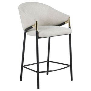 Set di 2 Sgabelli da Bar Alti Beige e Nero Lucido con Braccioli Inclinati, Comodi ed Eleganti - Product Image 3