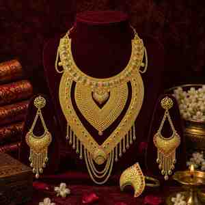 Wholesale Brass 14K 18K 24K Micron Gold Filled Heavy <b>Bridal</b> Long Necklaces Set Traditional Dubai Style Jewelry Set Oro Joyeria - Product Image 3
