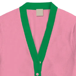 Cárdigans Rosados con Cuello en V, Manga Larga, Color Sólido, Tejido Acrílico, con Bolsillos, Corte Regular, para Todas las Temporadas, Suéteres para Hermandades y Fraternidades - Product Image 4
