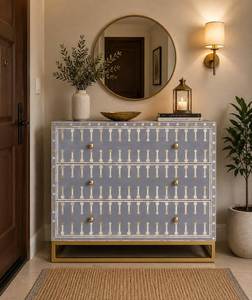 ตู้เก็บของทำมือฝังกระดูกแบบดั้งเดิม ตู้เก็บของสวยงามสำหรับห้องนั่งเล่น เพื่อการตกแต่งภายในที่มีเอกลักษณ์และพื้นที่จัดเก็บอเนกประสงค์ - Product Image 6