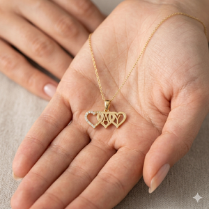 Custom 10K <b>Gold</b> Initial Alphabet <b>Pendant</b> Triple Heart Shape Iced Natural Diamond for Romantic Valentine's Day Anniversary Gifts - Product Image 3