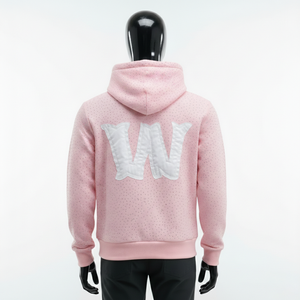 ผู้ผลิตเสื้อฮู้ดดี้ผ้าฝ้ายฟลีซหนานุ่มแบบโอเวอร์ไซส์ ตกแต่งด้วยคริสตัลและดีเทลขาดๆ แบบมีสไตล์ พร้อมงานปักคุณภาพสูงสำหรับสตรีทแวร์ - Product Image 2