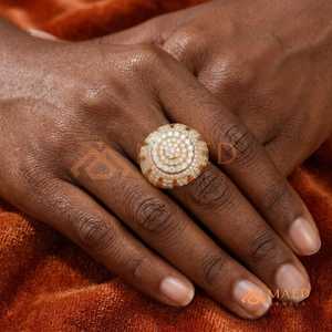 Solid Gold Mens Moissanite Halo Cluster <b>Ring</b> Hip Hop Anillo <b>Iced</b> Out Luxury Jewelry Regalo Para Hombre Premium - Product Image 3