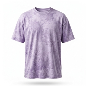 Men's <b>Purple</b> <b>Tie</b> Dye Short Sleeve O-Neck Casual T-Shirt Knitted Style - Product Image 1