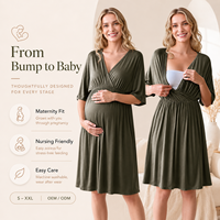 Robe de maternité OEM/ODM, chemise de nuit d'allaitement, vêtement de nuit respirant sans armatures, noir, vert foncé, taille XL