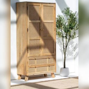 Armoire en rotin Vandana Vesta Stellar, design moderne, meuble de rangement en bois tressé naturel - Product Image 1