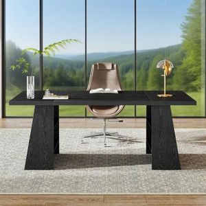 Scrivania Direzionale Moderna da 63 Pollici con Doppio Mobiletto Portaoggetti, Grande Scrivania per Ufficio e Computer per Scrittura e Conferenze - Product Image 1