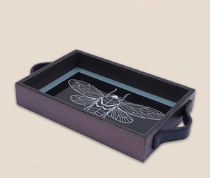 Bandeja de Servicio Rectangular de Madera de Lujo Hecha a Mano para Navidad, con Esmalte de Color Contemporáneo, para Bar, Hotel, Cócteles Premium - Product Image 2