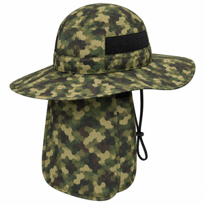 Factory Price Fishing Hat Wide Brim Sun Protection Boonie Hat Wholesale Neck Flap Safari <b>Cap</b> <b>Camo</b> Pattern Custom Outdoor <b>Cap</b> - Product Image 3