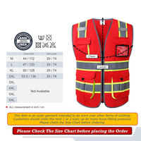 Gilet de sécurité réfléchissant haute visibilité rouge avec plusieurs poches, vêtements de travail unisexes, gilet de travail de bonne qualité avec poches cargo