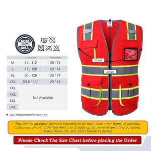 Chaleco de Seguridad Reflectante de Alta Visibilidad Rojo con Múltiples Bolsillos, Ropa de Trabajo Unisex de Buena Calidad, Chaleco con Bolsillos Tipo Cargo - Product Image 6