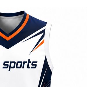 White Navy Orange Volleyball Sleeveless Shirt Team Sports Uniform Athletic Top Performance Wear Training Competition Apparel - Product Image 4