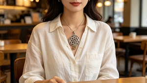 Collier Pendentif Symbole OM Vintage pour Femme en Argent Sterling Rond avec Améthyste Pierre Précieuse de Guérison et de Protection pour Fêtes et Cadeaux - Product Image 4