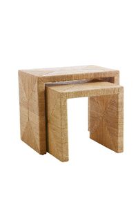 Handwoven Rope Nesting <b>Table</b> For Kitchen <b>Side</b> Use With Metal Frame And Space Saving Round <b>Table</b> <b>Set</b> - Product Image 5