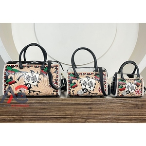Bolso Speedy Grande Nuevo de Cuero Genuino con Diseño de Póker, Bolso de Mano de Viaje, Bolso de Fin de Semana para Mujer - Product Image 1