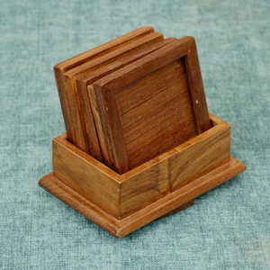 Acacia Wood Coasters Cup <b>Mats</b> With Holder Best Price Hmamered Royal Wood Coaster Wholesale Price - Product Image 6