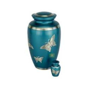 Urna Funeraria de Aluminio Azul de Primera Calidad para Cenizas Humanas, Elegante Urna Conmemorativa con Palomas Voladoras al Precio Más Bajo - Product Image 4