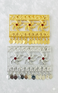 Peigne à cheveux vintage plaqué or, fait main, écologique, étanche, élégant, en alliage, avec mini pierres rouges et motif floral, pour mariée - Product Image 2