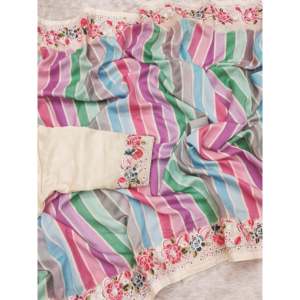 Sari imprimé numérique exquis avec des fils brodés, magnifique vêtement indien et pakistanais - Product Image 6