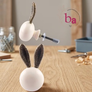 Poignée de tiroir en résine en forme de lapin, design moderne, pour maison et bureau, installation facile, accessoire pour commode et armoire - Product Image 1