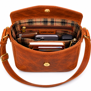 Bolso Bandolera de Cuero Hecho a Mano, Estilo Retro, con Cierre de Solapa, para Mujer - Product Image 4