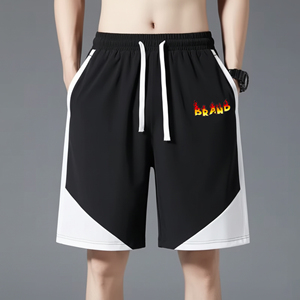 High Quality 100% Cotton Fleece Men's Shorts Custom Embroidery Logo Elastic Waist Quick Dry Breathable 2 tone short for men - Product Image 1