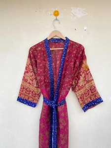Bata Kimono Floral Roja Y Azul | Vestido Kimono | Bata Cárdigan Floral Para Mujer - Product Image 3