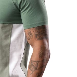 Camiseta deportiva de manga corta para hombre, con paneles en contraste, color verde salvia, transpirable, ligera, para gimnasio, fitness y deportes - Product Image 4