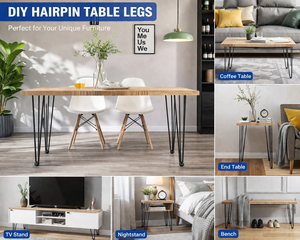 Hairpin <b>Table</b> <b>Legs</b> 22" 3 Robs 4pcs 880lbs Load Capacity Black Heavy Duty Stainless Steel Modern DIY Dining Desk EDPTBL023 - Product Image 4