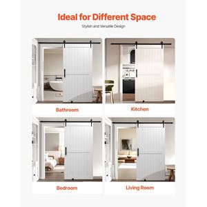Porta Scorrevole in MDF ad Alta Resistenza 84 x 42 Pollici con Superficie in PVC Impermeabile, Kit Hardware per Porta Scorrevole Facile da Installare - Product Image 6