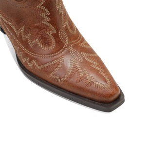 Botas Vaqueras de Media Pantorrilla para Mujer, Estilo Retro, de Cuero Genuino, con Punta Puntiaguda, Calzado Cómodo, Botas de Vaquera - Product Image 6