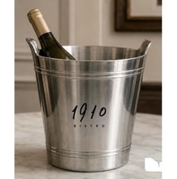 Seau à glace pour vin en acier inoxydable de style bistrot, forme ronde, design minimaliste, résistant à la rouille, pour les fêtes, les boissons et les cocktails