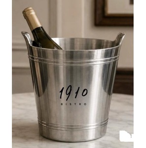 Seau à glace pour vin en acier inoxydable de style bistrot, forme ronde, design minimaliste, résistant à la rouille, pour les fêtes, les boissons et les cocktails - Product Image 2