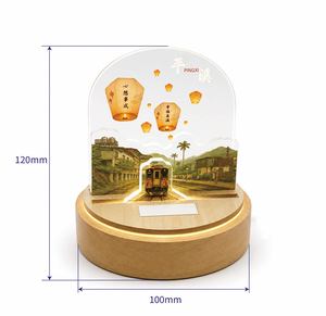 Lampe aromatique LED de la gare de Pingxi à Taïwan avec base en bois, veilleuse en pierre aromatique aux huiles essentielles, souvenir scénique personnalisé - Product Image 2