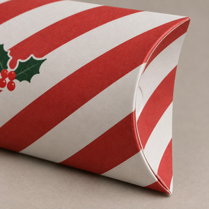 <b>Christmas</b> Candy Stripe Paper Gift <b>Box</b> Holiday Packaging Pillow <b>Box</b> Custom Printed Festive Favor <b>Box</b> - Product Image 2