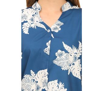 Women's Floral Tropical Print V-Neck Shirt Casual Summer Beach Blouse Short Sleeve Button Down Loose Fit - Product Image 3