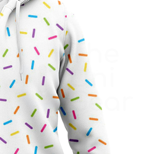Sudadera con Capucha Blanca para Hombre con Estampado de Chispas Coloridas, Cierre Frontal con Cremallera, Tejido Casual, 100% Algodón, Corte Regular, para Primavera - Product Image 3