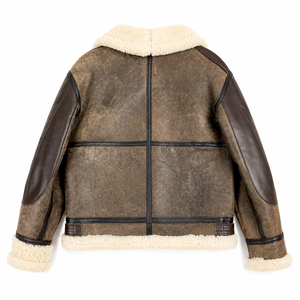 Custom <b>Men's</b> Genuine Sheepskin <b>Shearling</b> Winter Leather <b>Jacket</b> Sherpa Fur Lined Eco-Friendly Windproof Cozy Casual Zipper - Product Image 4