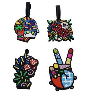 PVC Luggage <b>Tags</b> Cultural Collectible Art Design Geometric Patterns With Colorful Cartoon Airline <b>Travel</b> Name <b>Tag</b> Accessories - Product Image 3