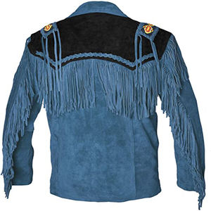 Chaqueta de Hombre de Piel Genuina con Cuello Camisero, Cierre de Cremallera y Flecos, Diseño Nuevo, Cómoda, Transpirable y de las Más Vendidas - Product Image 5