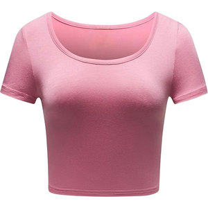 Camisetas Cortas Modernas para Mujer, Ligeras, de Algodón, Ajustadas, de Manga Corta, para Verano, Casuales, para el Gimnasio, para Uso Diario - Product Image 1